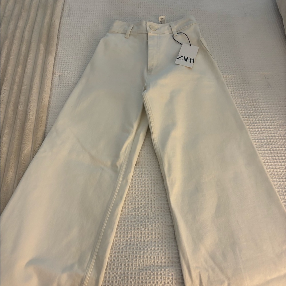 Zara Off-White Wide-Leg Trousers